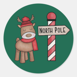 Pegatina de Reno Rústico - Polo Norte Estilo Vinta