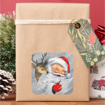 Pegatina de renos de Navidad retro vintage