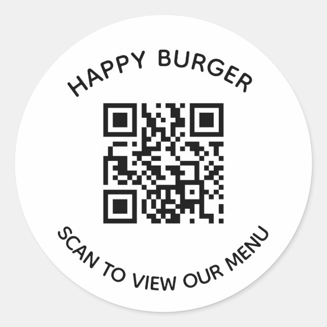 Pegatina de restaurante con código QR reemplazable (Anverso)