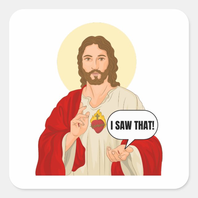 Pegatina de retrato de Jesús - Vi ese regalo relig (Anverso)