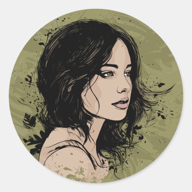 Pegatina de retrato femenino (Anverso)