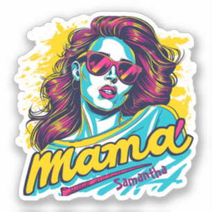 Pegatina de Retro Mama Pop Art Personalizado (12)