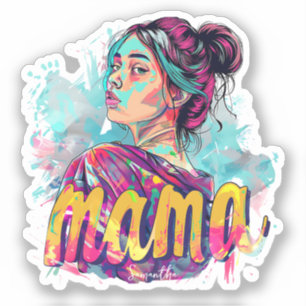 Pegatina de Retro Mama Pop Art Personalizado (13)