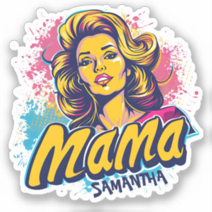 Pegatina de Retro Mama Pop Art Personalizado (14)