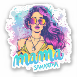 Pegatina de Retro Mama Pop Art Personalizado (15)