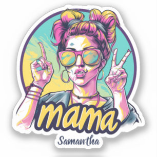 Pegatina de Retro Mama Pop Art Personalizado (19)