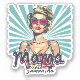 Pegatina de Retro Mama Pop Art Personalizado (7)