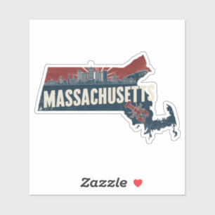 Pegatina de Retro Massachusetts