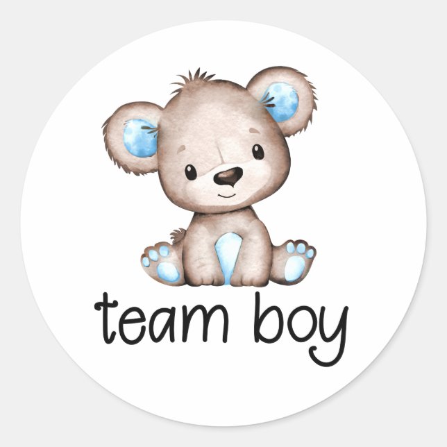 Pegatina de revelación de género de Team Boy Bear (Anverso)