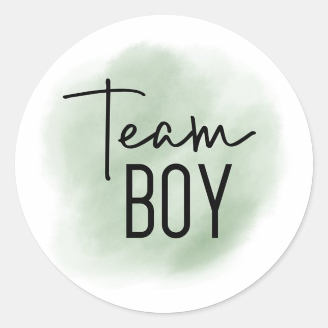 Pegatina de revelación de género verde de Team Boy (Anverso)