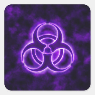 Pegatina de riesgo biológico de brillo morado