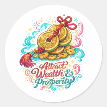 Pegatina de riqueza redonda prosperidad