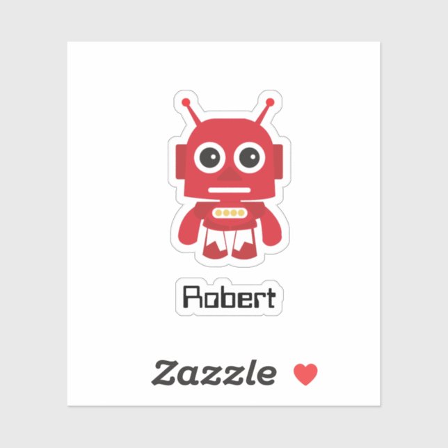 Pegatina de Robot Retro Rojo Personalizado Cute (Hoja)