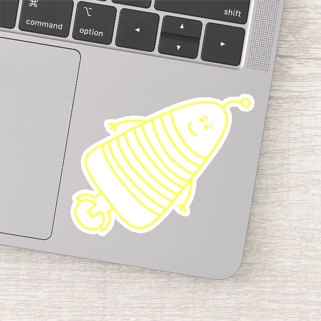 pegatina de robots amarillo feliz (Detalle)