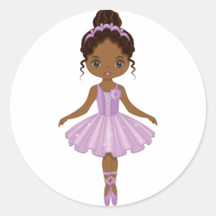Pegatina de Ronda Ballerina hermosa afroamericana