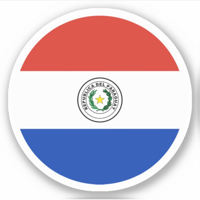 Pegatina de Ronda Bandera de Paraguay (Anverso)