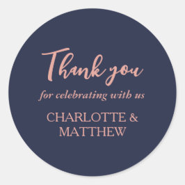 Pegatina de Ronda Clásica Boda de Oro Naval y Rosa