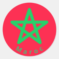 Pegatina de Ronda Clásica de Bandera de Marruecos