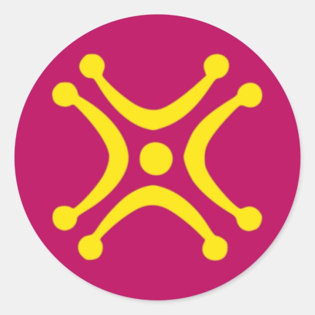 Pegatina de Ronda Clásica de Bandera Lábaru de Can (Anverso)