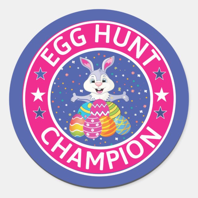 Pegatina de Ronda Clásica de Campeón de Caza de Hu (Anverso)