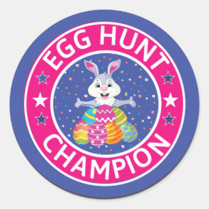 Pegatina de Ronda Clásica de Campeón de Caza de Hu