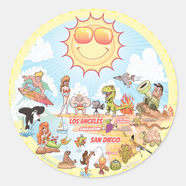 Pegatina de Ronda Clásica del Sur de California (Anverso)