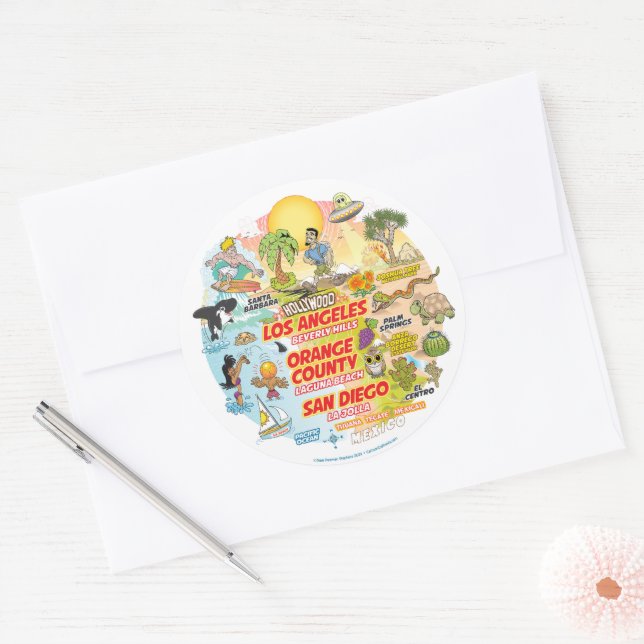 Pegatina de Ronda Clásica del Sur de California (Sobre)