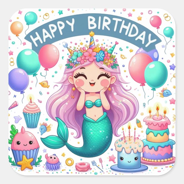 Pegatina de Ronda Clásica Gold Happy Birday (Anverso)