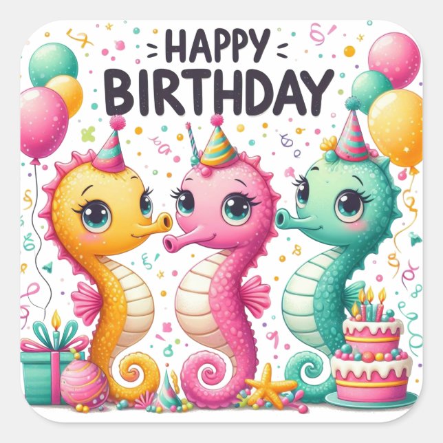 Pegatina de Ronda Clásica Gold Happy Birday (Anverso)