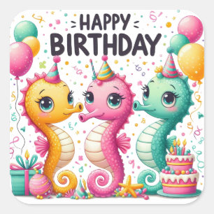 Pegatina de Ronda Clásica Gold Happy Birday