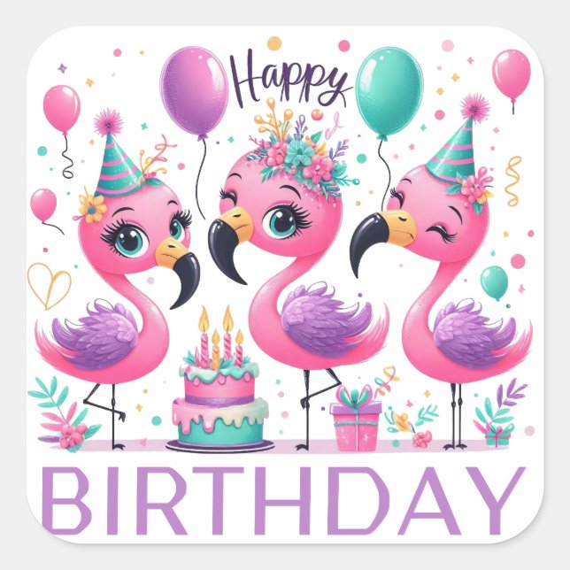 Pegatina de Ronda Clásica Gold Happy Birday (Anverso)