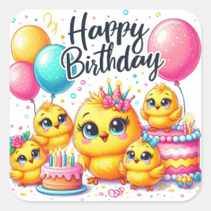 Pegatina de Ronda Clásica Gold Happy Birday