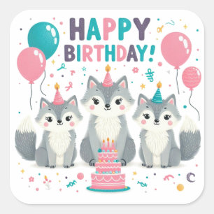 Pegatina de Ronda Clásica Gold Happy Birday