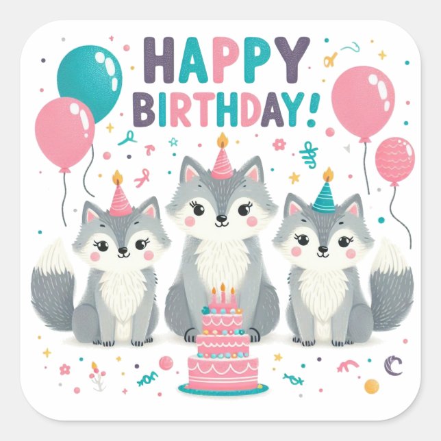 Pegatina de Ronda Clásica Gold Happy Birday (Anverso)