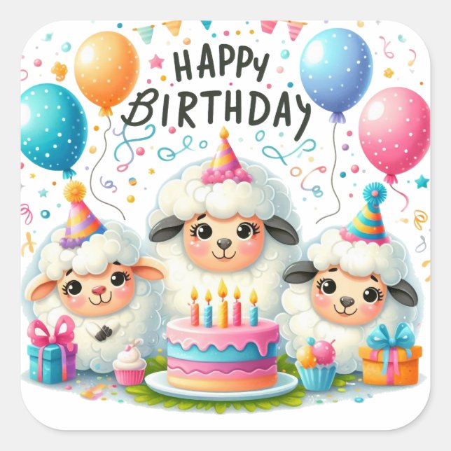 Pegatina de Ronda Clásica Gold Happy Birday (Anverso)