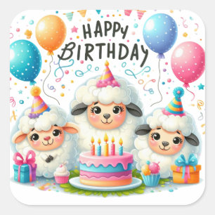 Pegatina de Ronda Clásica Gold Happy Birday