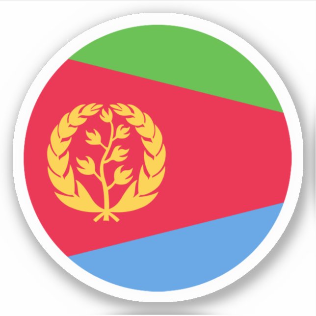 Pegatina de Ronda de Bandera de Eritrea (Anverso)
