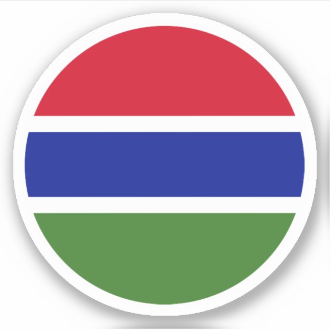 Pegatina de ronda de bandera de Gambia (Anverso)