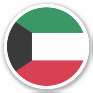 Pegatina de Ronda de Bandera de Kuwait