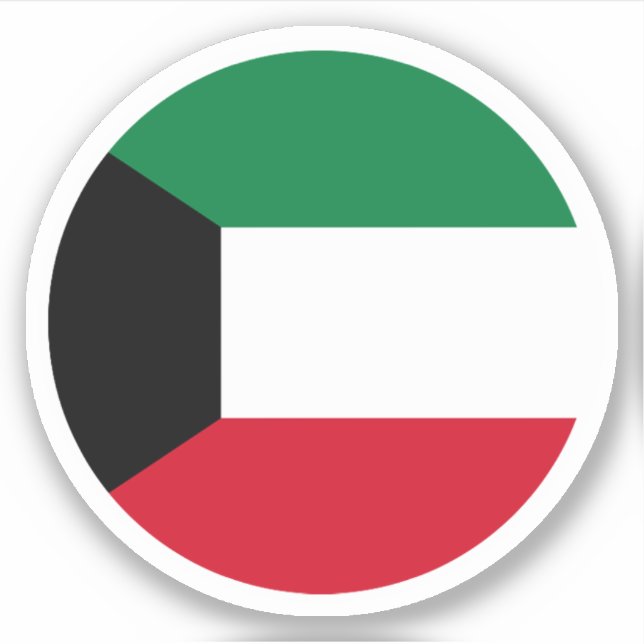Pegatina de Ronda de Bandera de Kuwait (Anverso)
