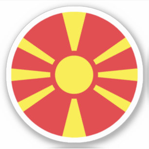 Pegatina de Ronda de Bandera de Macedonia del Nort