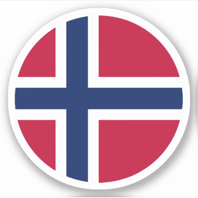 Pegatina de Ronda de Bandera de Noruega (Anverso)