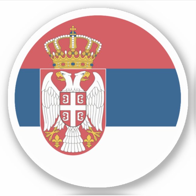 Pegatina de Ronda de Bandera de Serbia (Anverso)