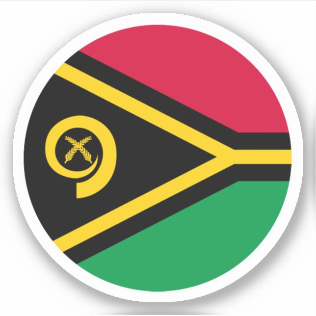 Pegatina de Ronda de Bandera de Vanuatu (Anverso)