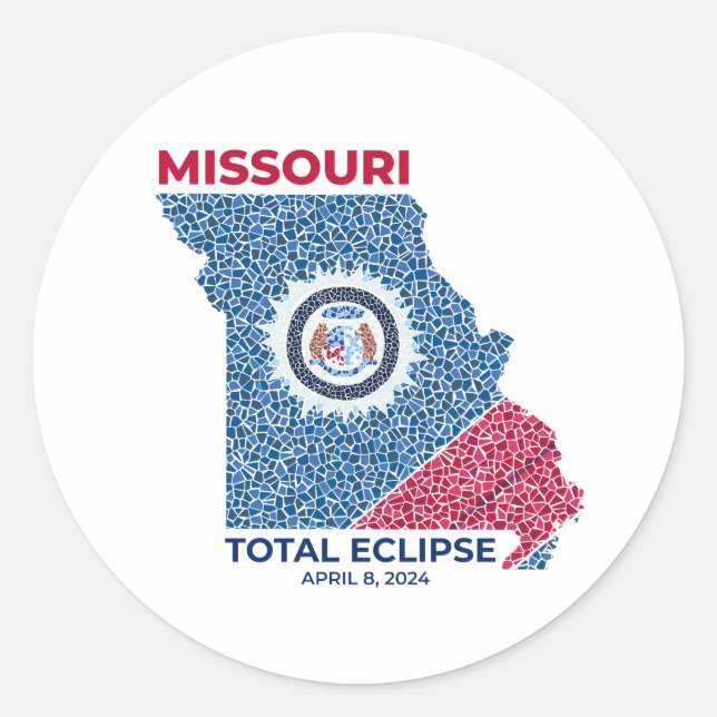Pegatina de ronda de eclipse total de Missouri (Anverso)