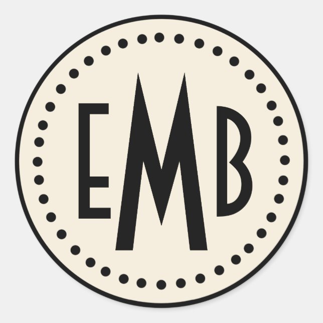 Pegatina De Ronda De Monograma Personalizado (Huev (Anverso)