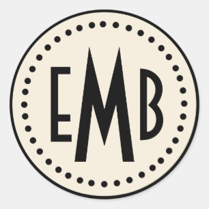 Pegatina De Ronda De Monograma Personalizado (Huev