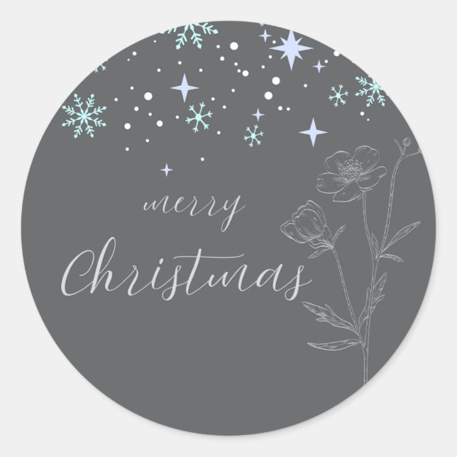 Pegatina de ronda de Navidades grises (Anverso)