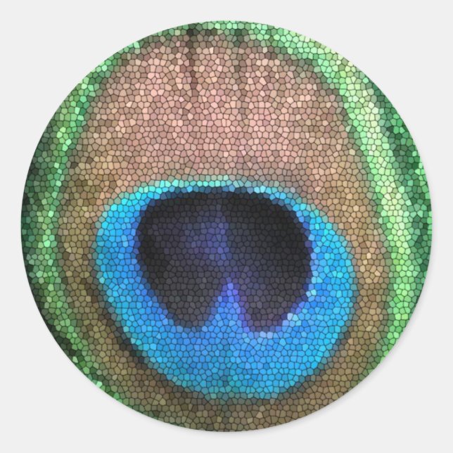 Pegatina de Ronda de Peacock de Vidrio Mantenido (Anverso)