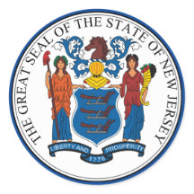 Pegatina de Ronda de Sello de Nueva Jersey